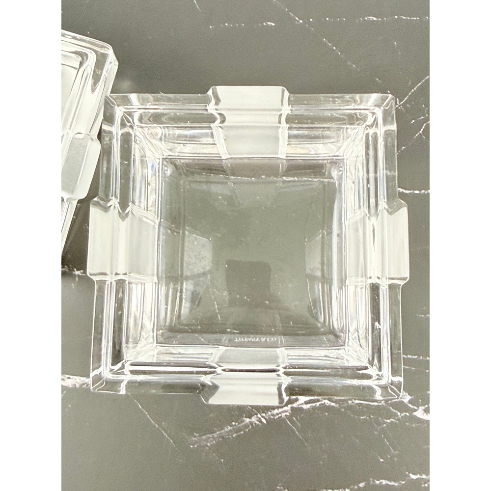 VTG Tiffany & Co. Crystal Box with Frosted Bow 3" Square - Picture 4 of 9